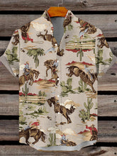 Westliches Cowboy-Print-Hemd für Männer Kurzarm